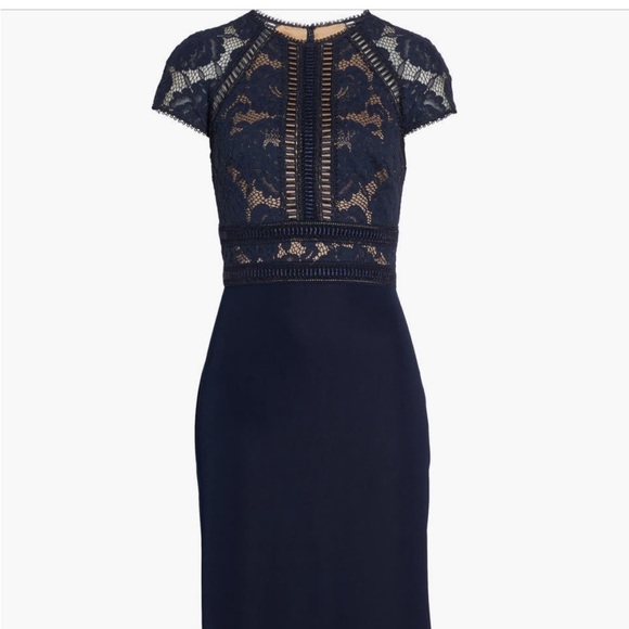 Tadashi Shoji lace and crepe a-line dress - Picture 1 of 6